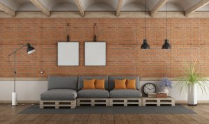 Pallet sofa in a vintage interior